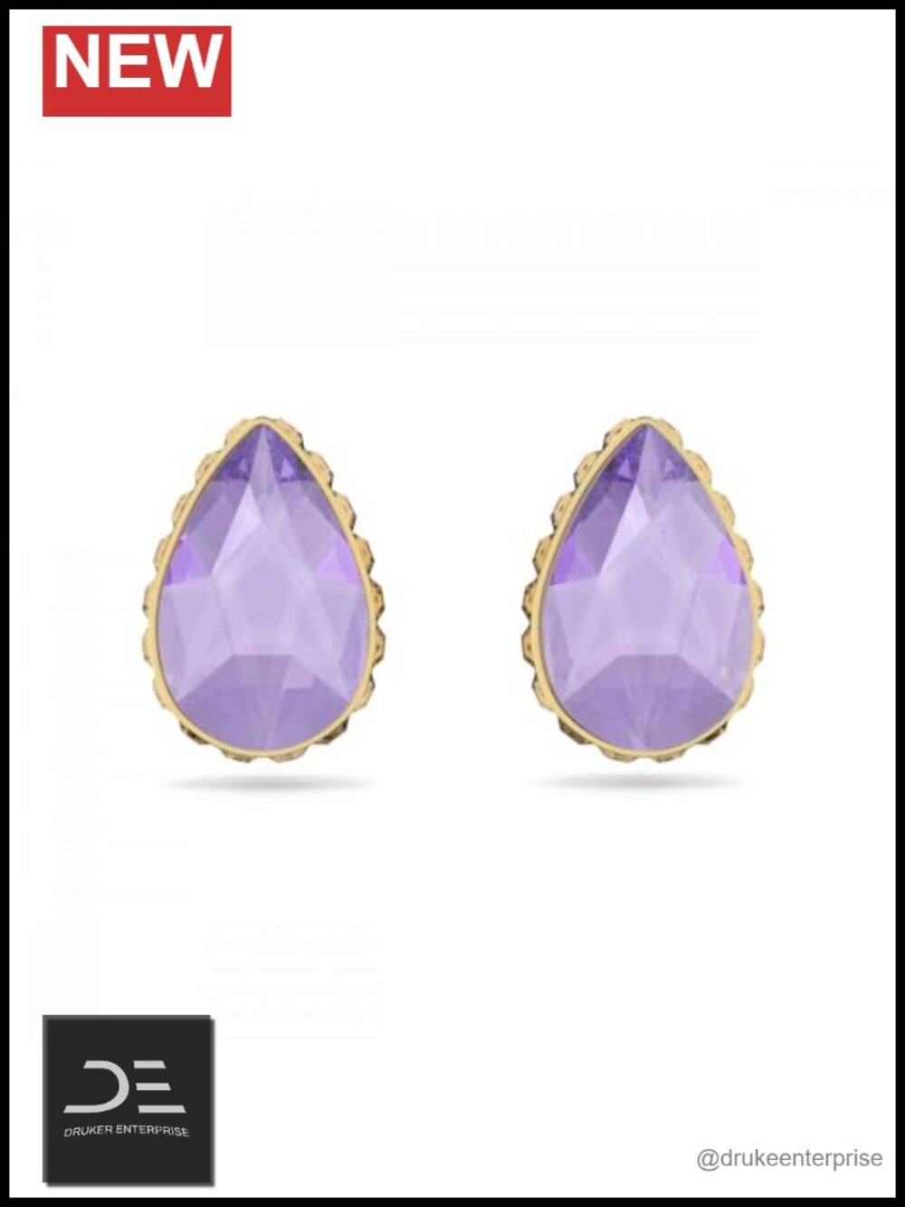 Swarovski Chroma Reversible Stud Earrings Lilac Drop Crystal Gold Tone Finish